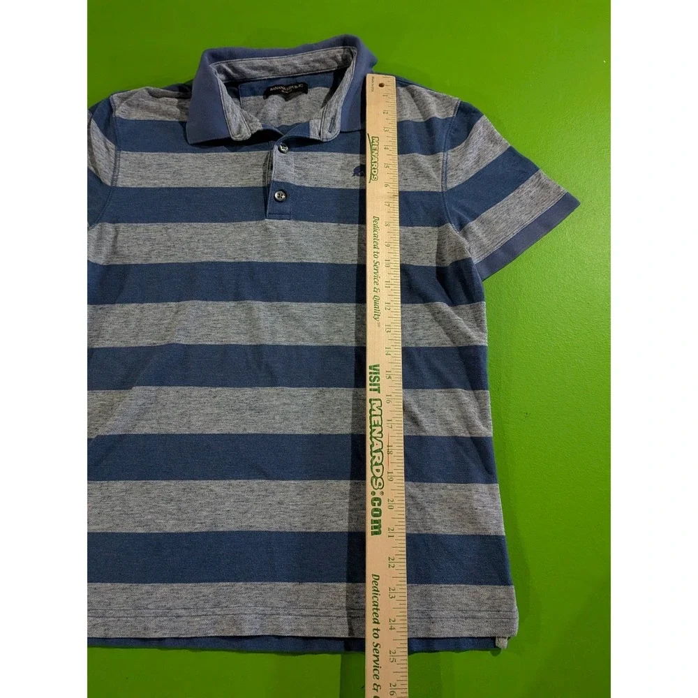 Banana‎ Republic Polo Shirt Purple Elephant Logo Slim Fit Medium Striped